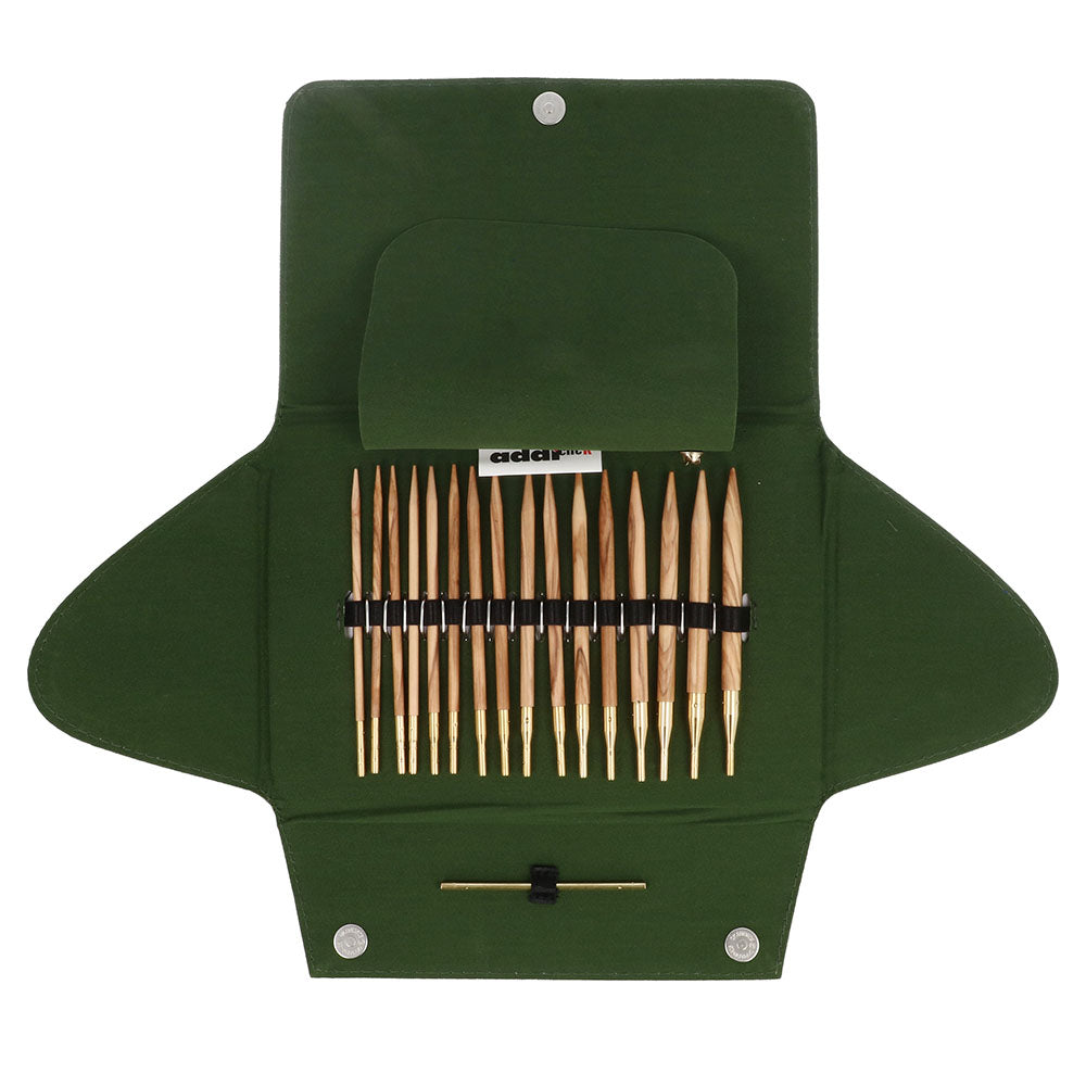 ADDI Klicken Sie auf Nature Rundstricknadel-Set Etui Oliven 