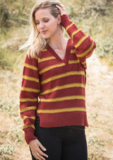 Pullover mit Streifen und V-Ausschnitt